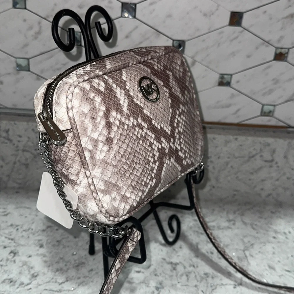 Michael Kors Snake Print Crossbody Bag Cindy Leather Purse AUTHENTIC Like New - Picture 4 of 12